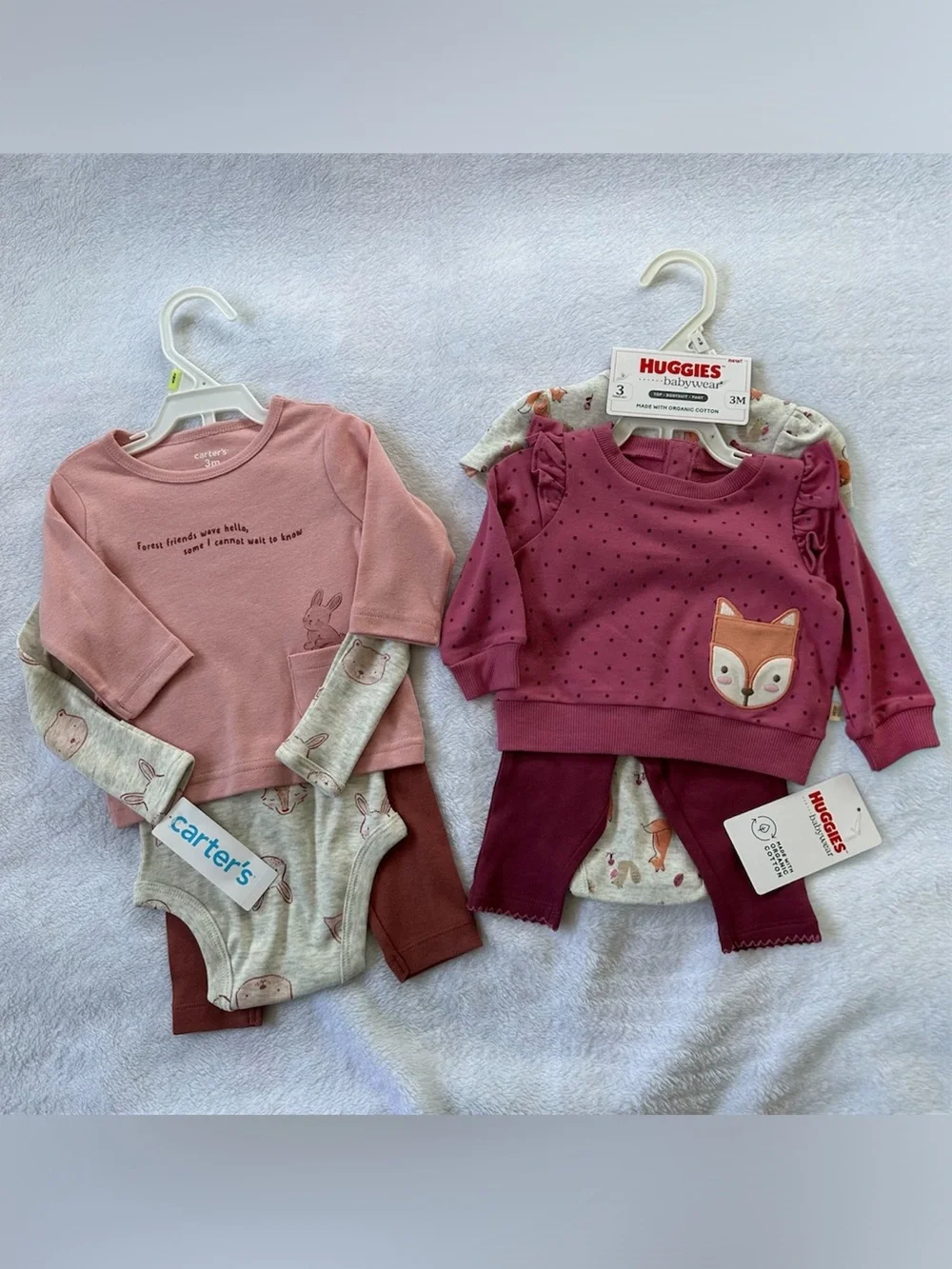 Baby Girl Outfits Bundle Carter’s and Huggies 3 Months NWT